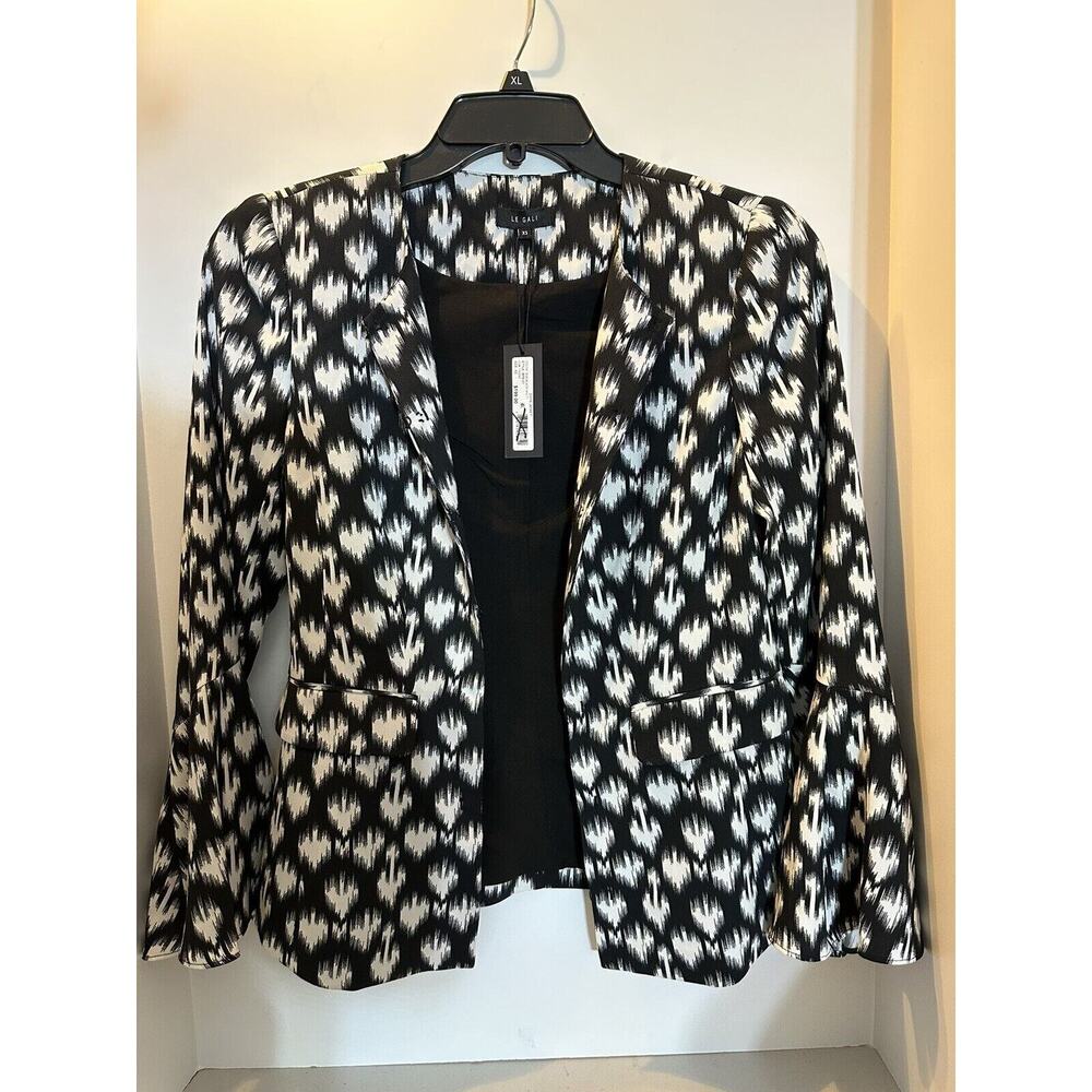 Le Gali Divya Black White Print Bell Sleeve Jacket Size XS Bloomingdale’s Exc.